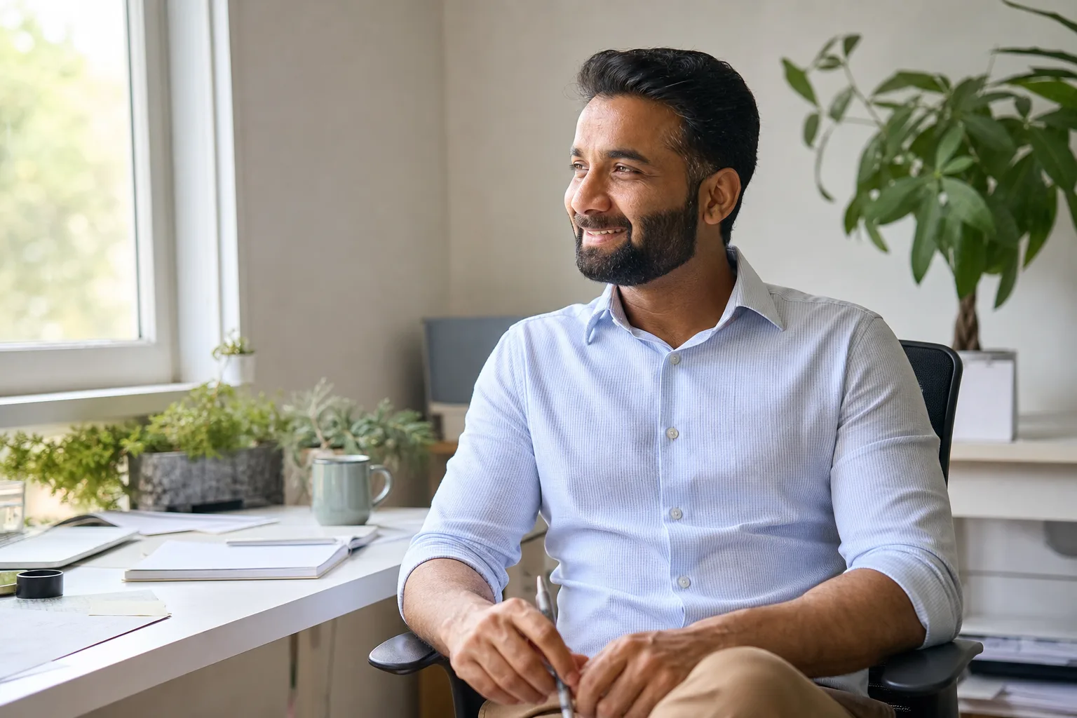 It arrives already written — from your business, not a template